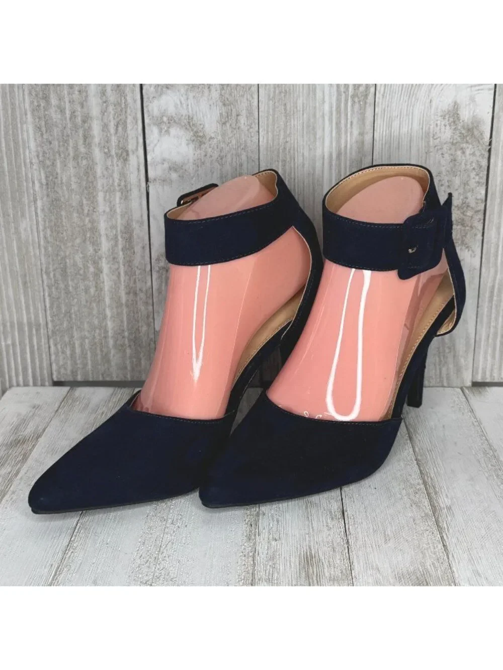 CATO Ankle Strap Heels Blue Faux Suede Size 8 M